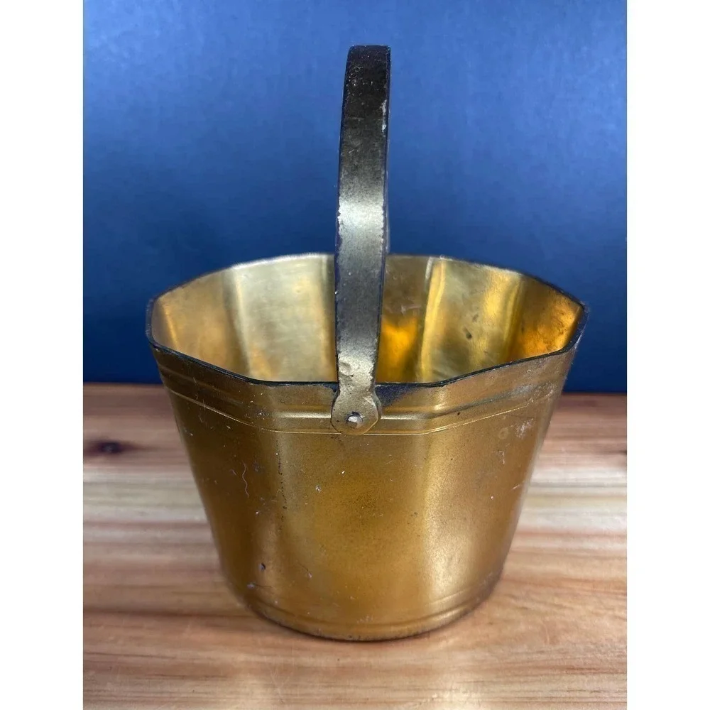 VINTAGE Small Solid Brass Bucket Made in India